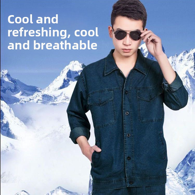 Summer Clothing Long Sleeve - Lightweight Summer Denim Workwear Set for