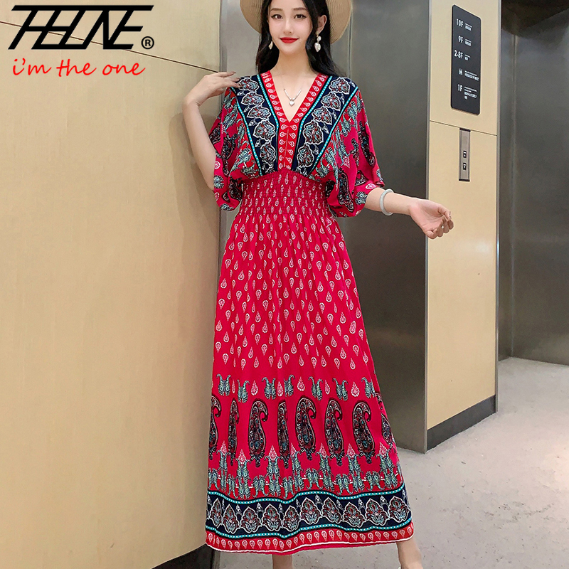 Indian Summer Vintage Clothing - THHONE Women Dress Summer 2025 Maxi