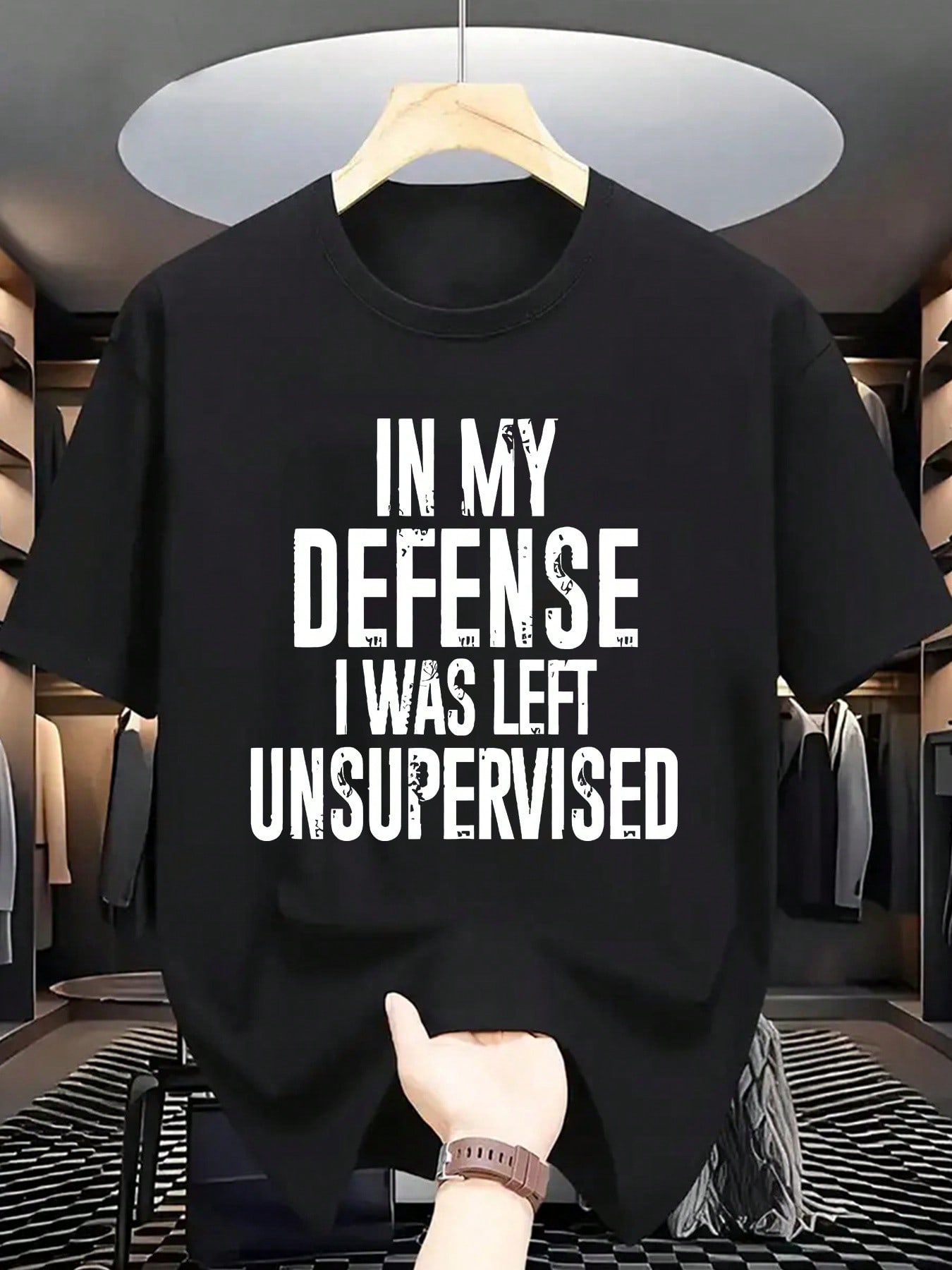 Summer Clothing Must Haves - Onalized Slogan Crew Neck T-Shirt: 'IN