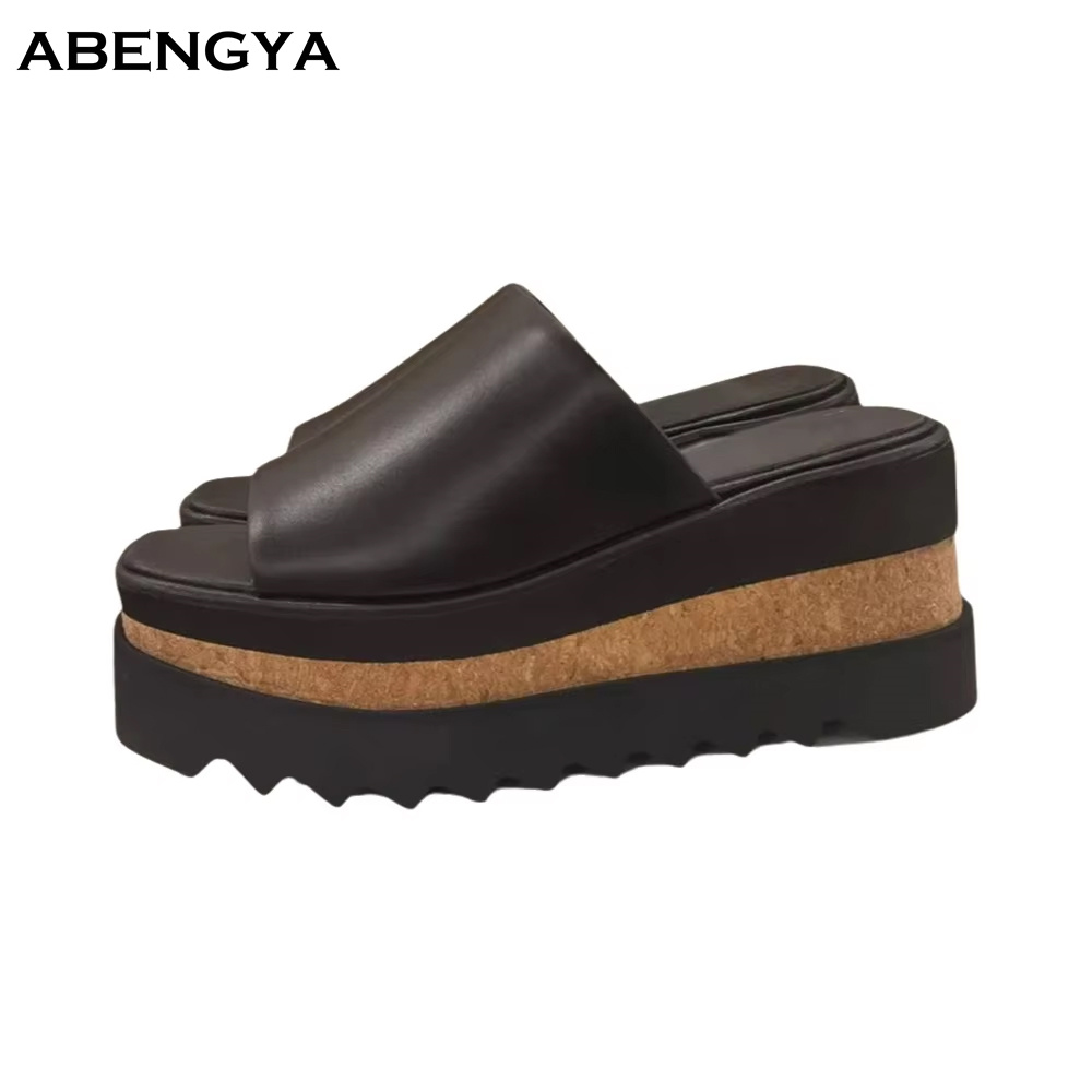 Summer Clothing Beach - Summer New Black Leather Flat Slippers