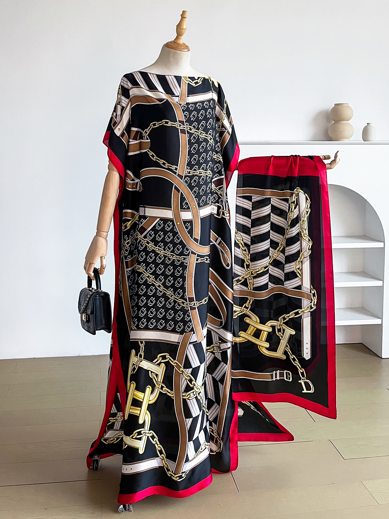 Summer Clothing Hijab - Popular Chain Print Boat Neck Modest