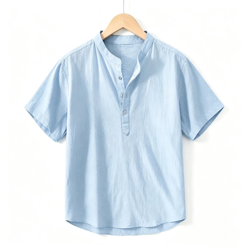 Summer Outdoor Clothing - Men Cotton Linen Short-Sleeve Shirt with