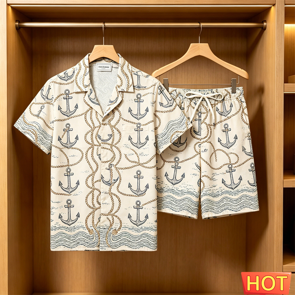 Summer Clothing Beach - Men's 2 Piece Hawaiian Set Nautical