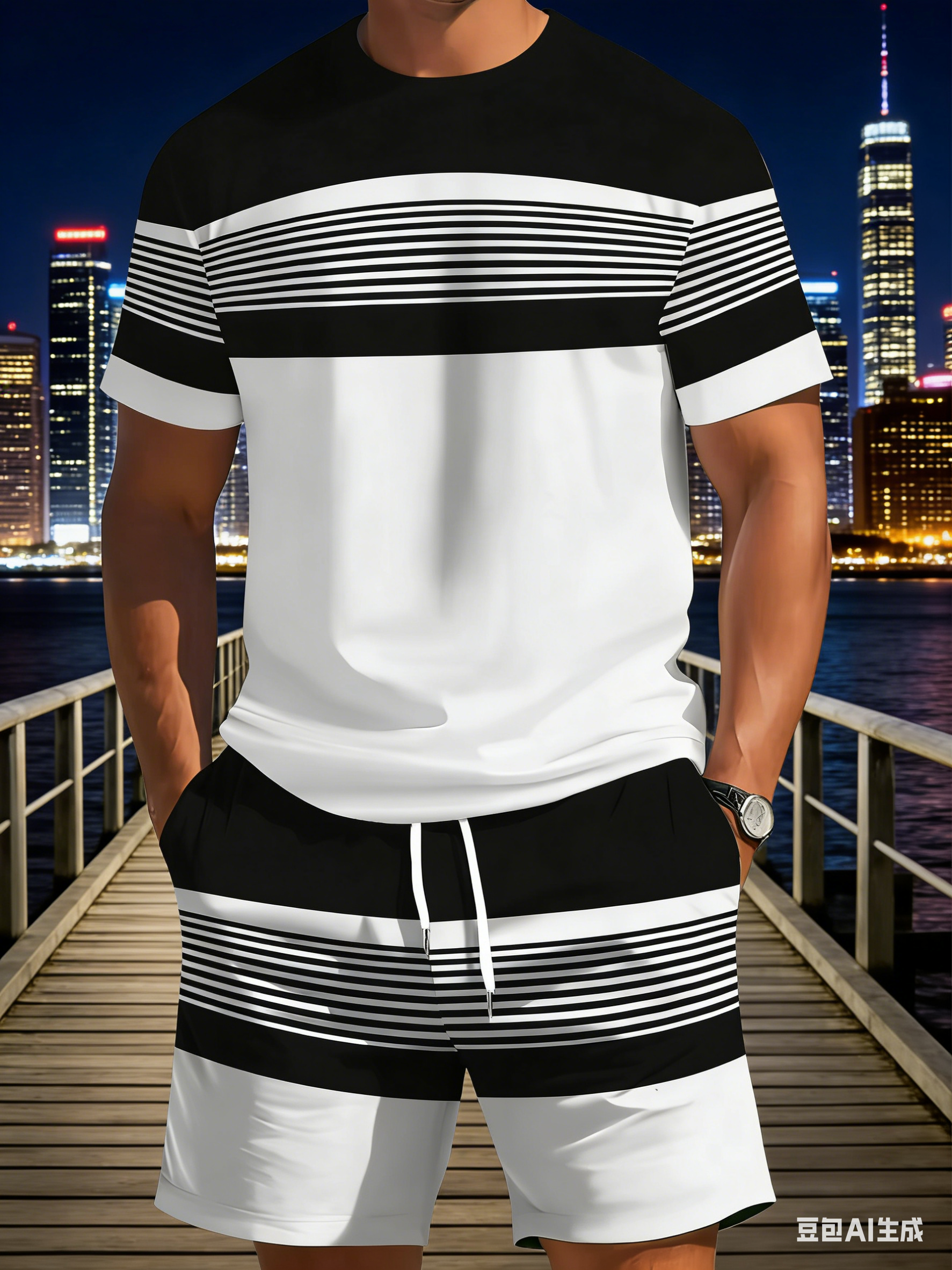 Summer Outdoor Clothing - New Summer Men's Sportswear Striped Short-Sleeve