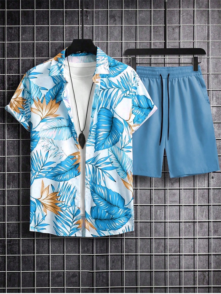 Men's Short-sleeved Shirt Set  - Summer Clothing Beach avis et prix