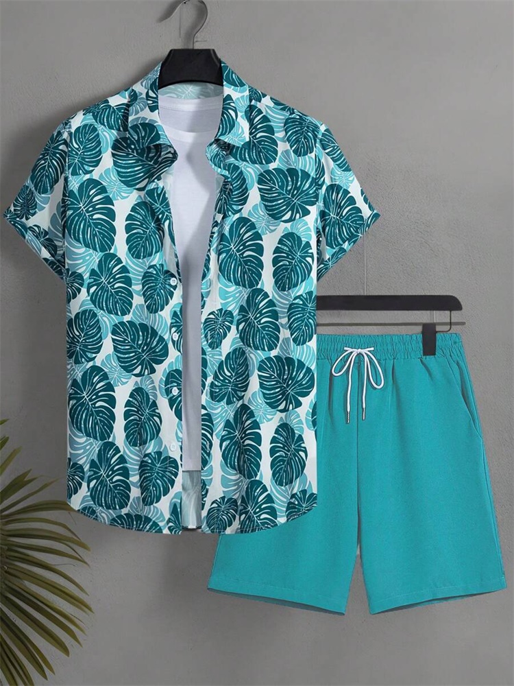 Men's Short-sleeved Shirt Set  - Summer Clothing Beach avis et prix