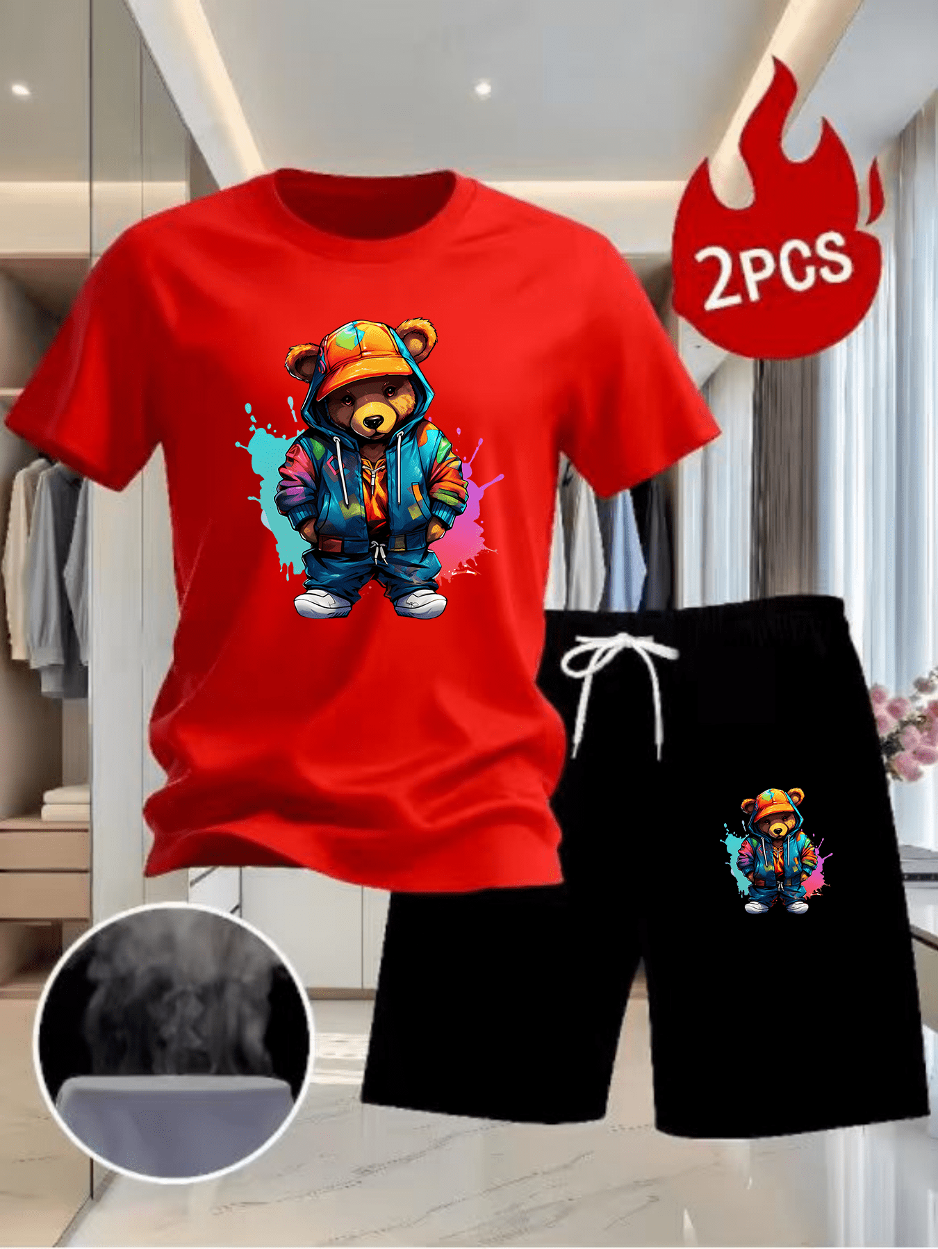 Men Summer 2Pcs High Street Tr - Summer Outdoor Clothing avis et prix