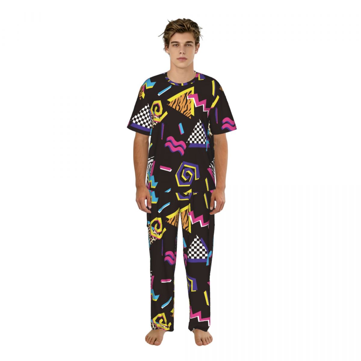 Men Pajamas Suit Short Sleeved - Summer Clothing Long Sleeve avis et prix