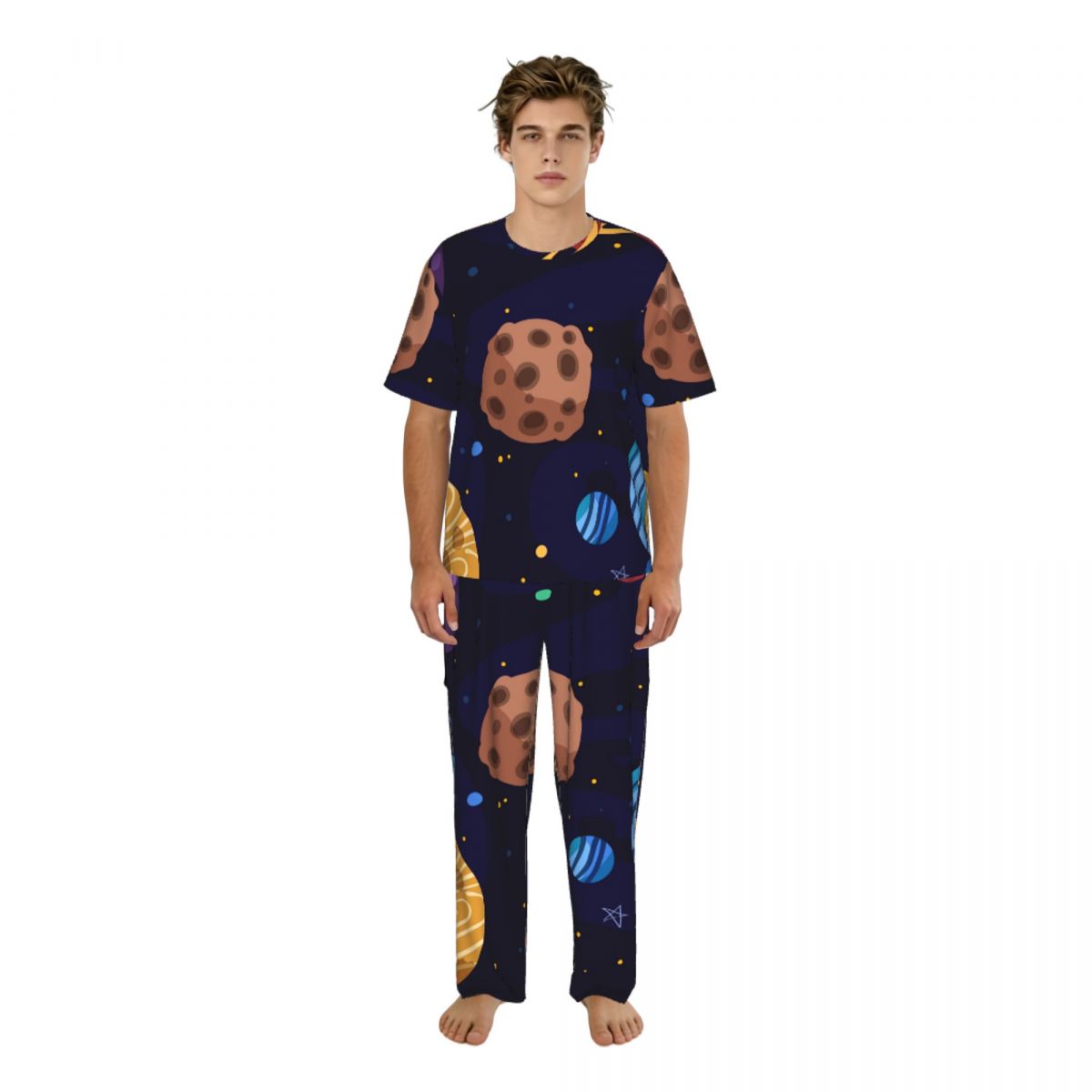 Men Pajamas Suit Short Sleeved - Summer Clothing Long Sleeve avis et prix