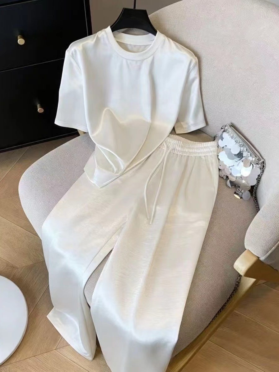 Glossy Acetate Ice Silk Short  - Summer Clothing Long Sleeve avis et prix