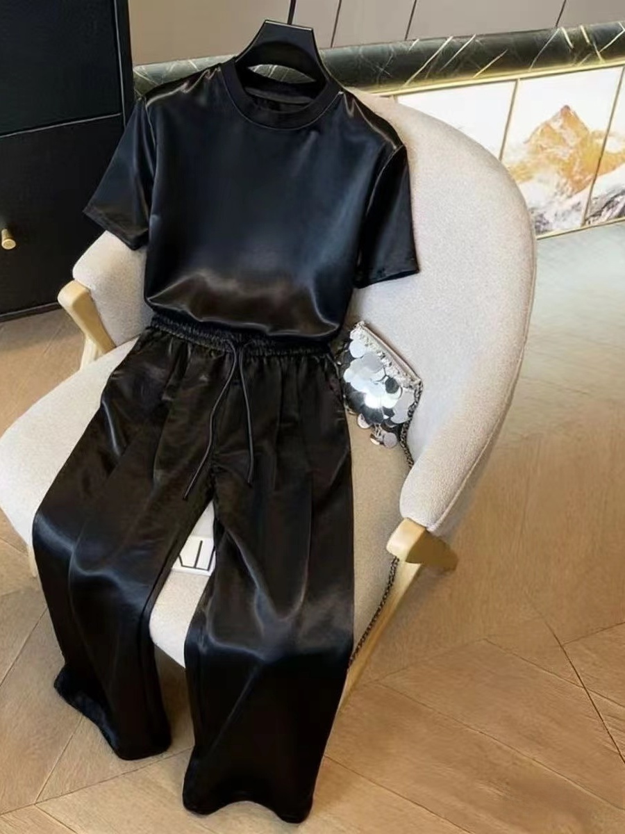 Glossy Acetate Ice Silk Short  - Summer Clothing Long Sleeve avis et prix