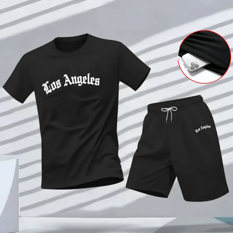 Men's Los Angeles Letter Print - Summer Clothing Sets Men avis et prix