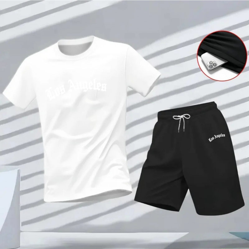 Men's Los Angeles Letter Print - Summer Clothing Sets Men avis et prix