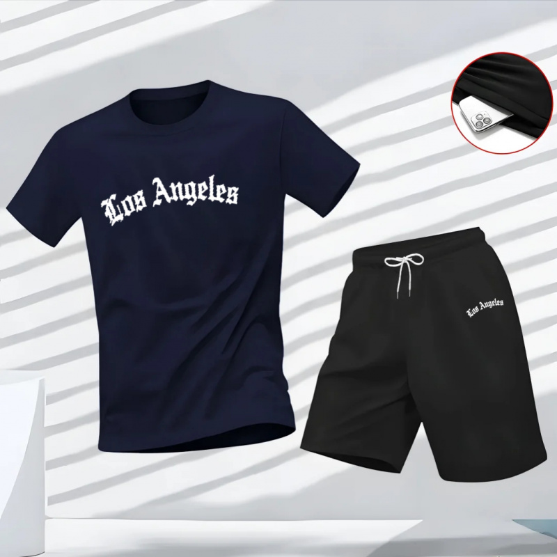 Men's Los Angeles Letter Print - Summer Clothing Sets Men avis et prix