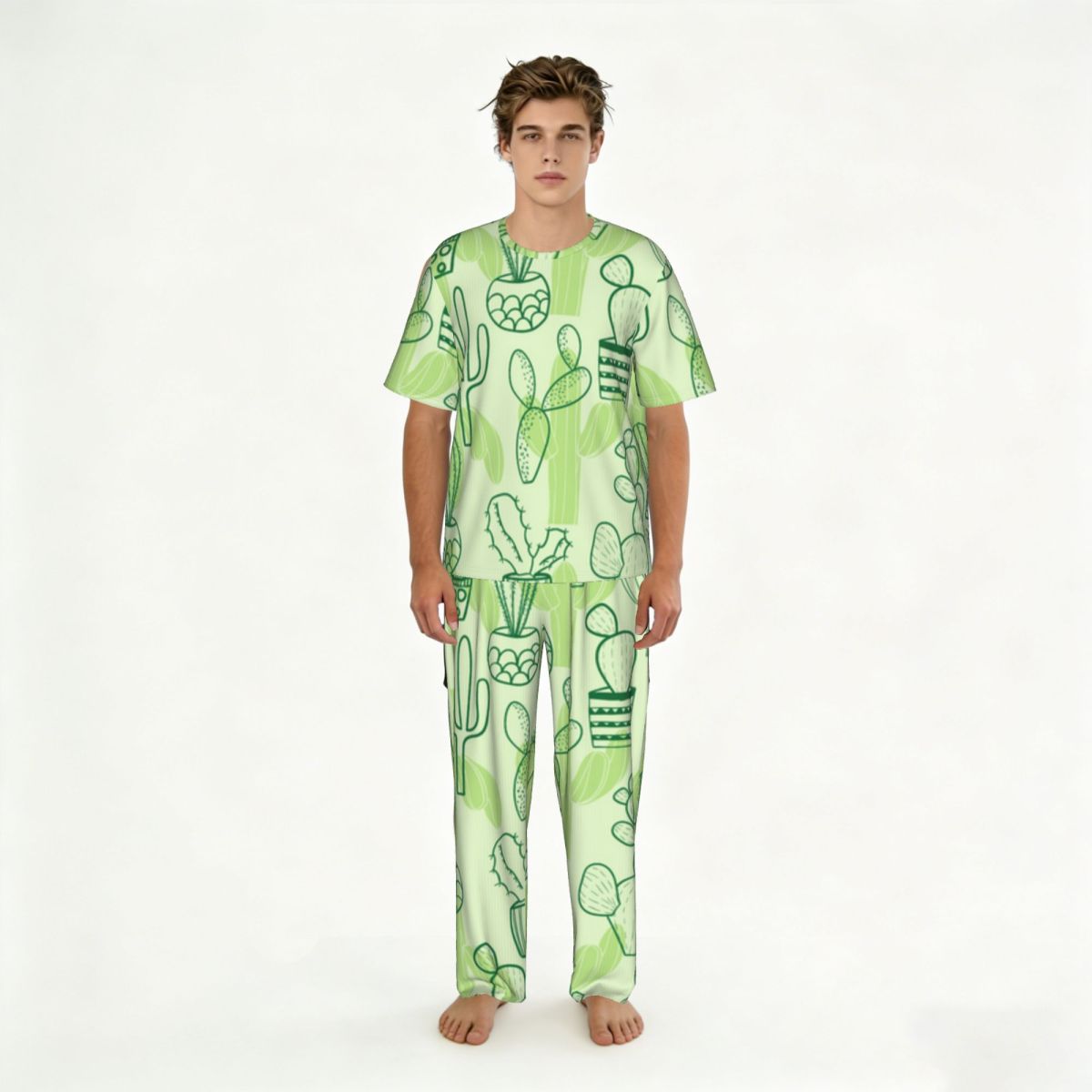 Men Pajamas Suit Short Sleeved - Summer Clothing Long Sleeve avis et prix