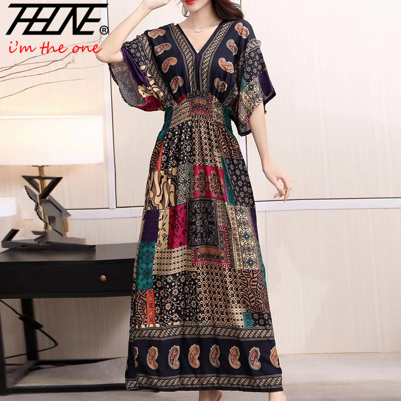 Women Dress Summer 2024 Maxi L - Indian Summer Vintage Clothing avis et prix
