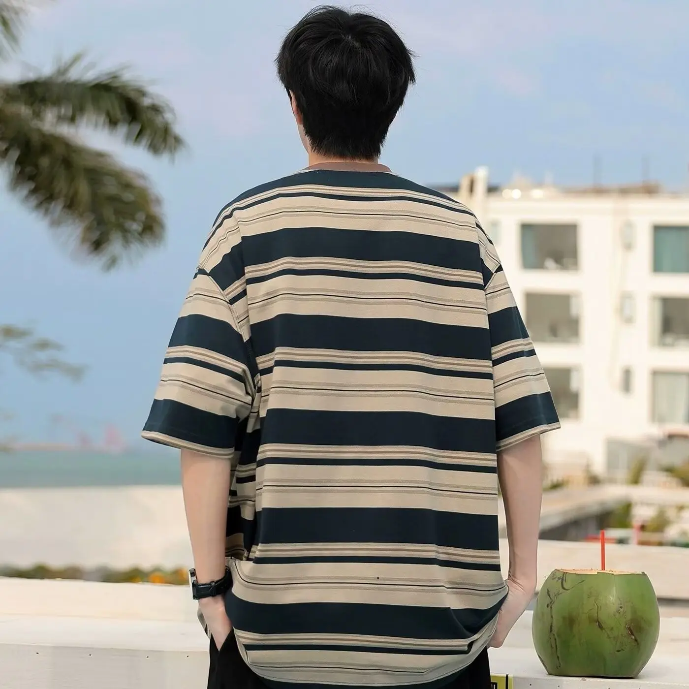Striped Top T Shirt for Men Ma - Summer Clothing Cheap avis et prix