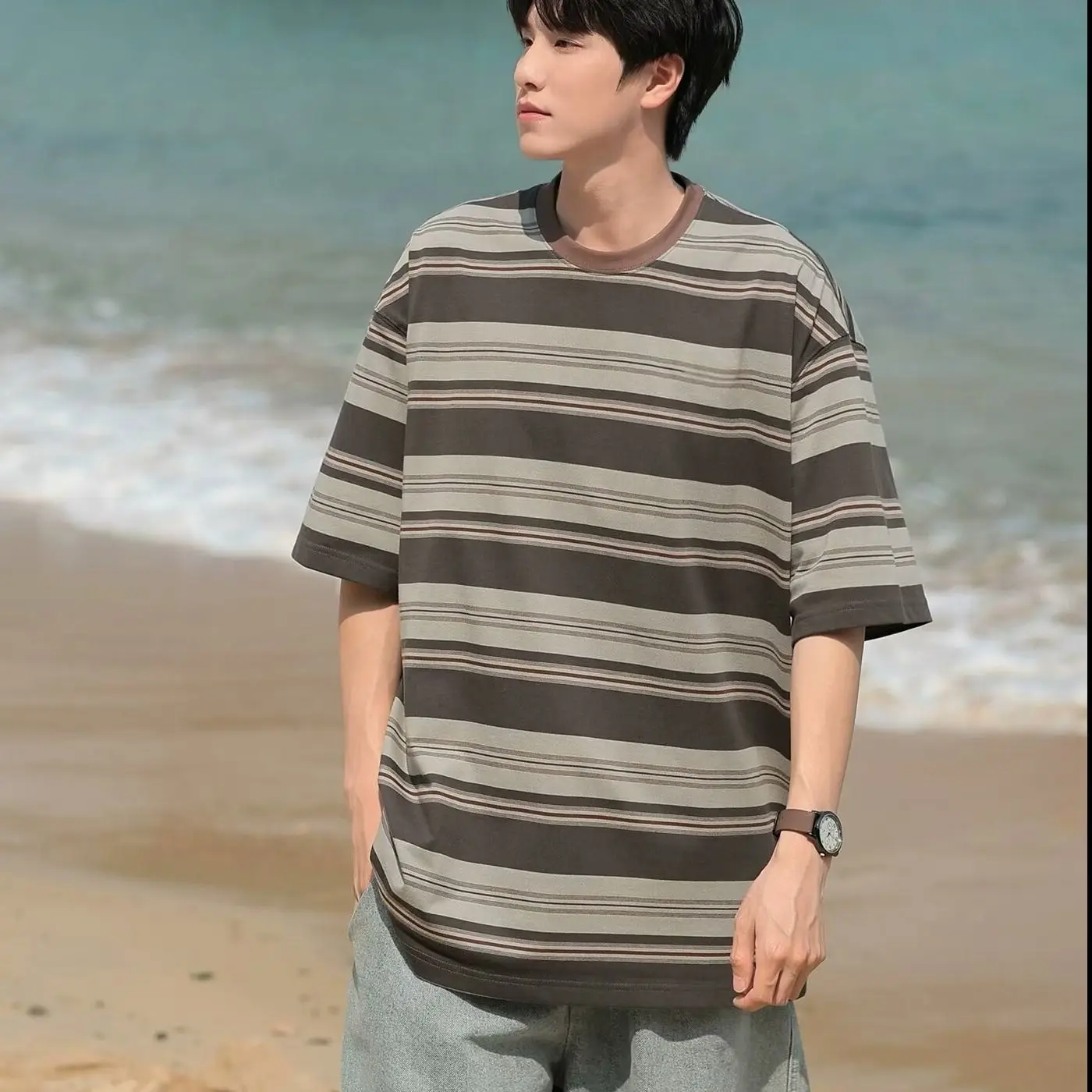 Striped Top T Shirt for Men Ma - Summer Clothing Cheap avis et prix
