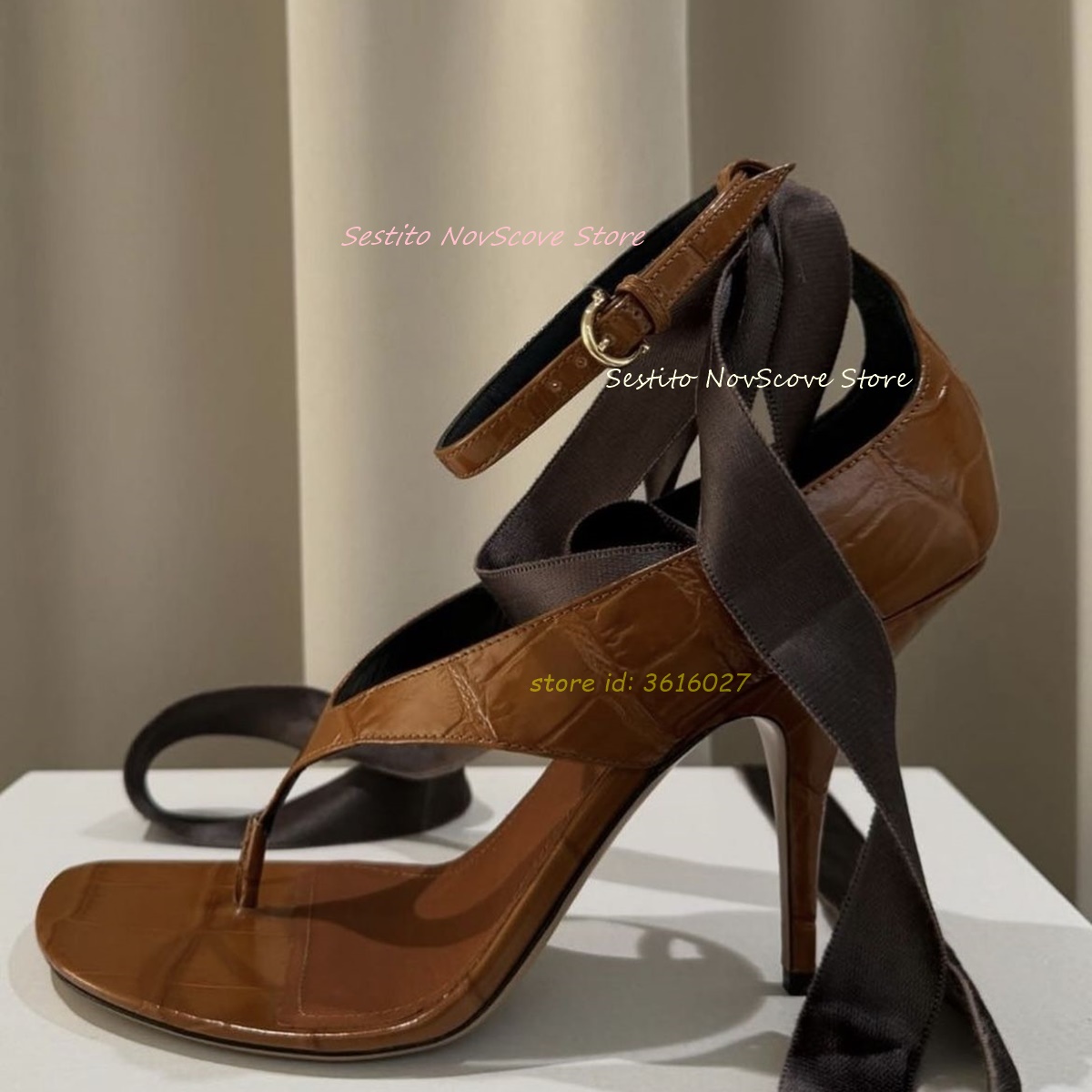 Brown Open Toe Lace Up Sandals - Summer Clothing For Petite Women avis et prix