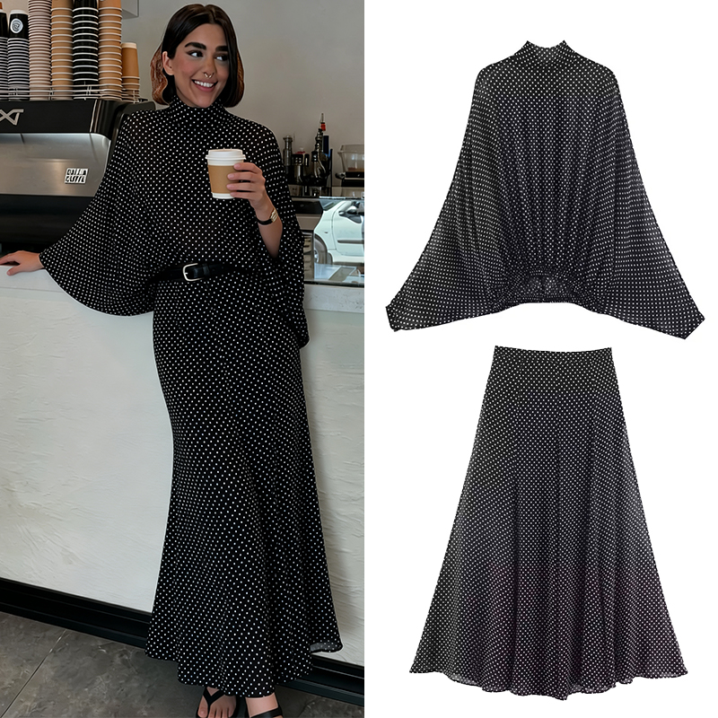 Polka Dot Printed Midi Skirts  - Summer Alt Clothing avis et prix