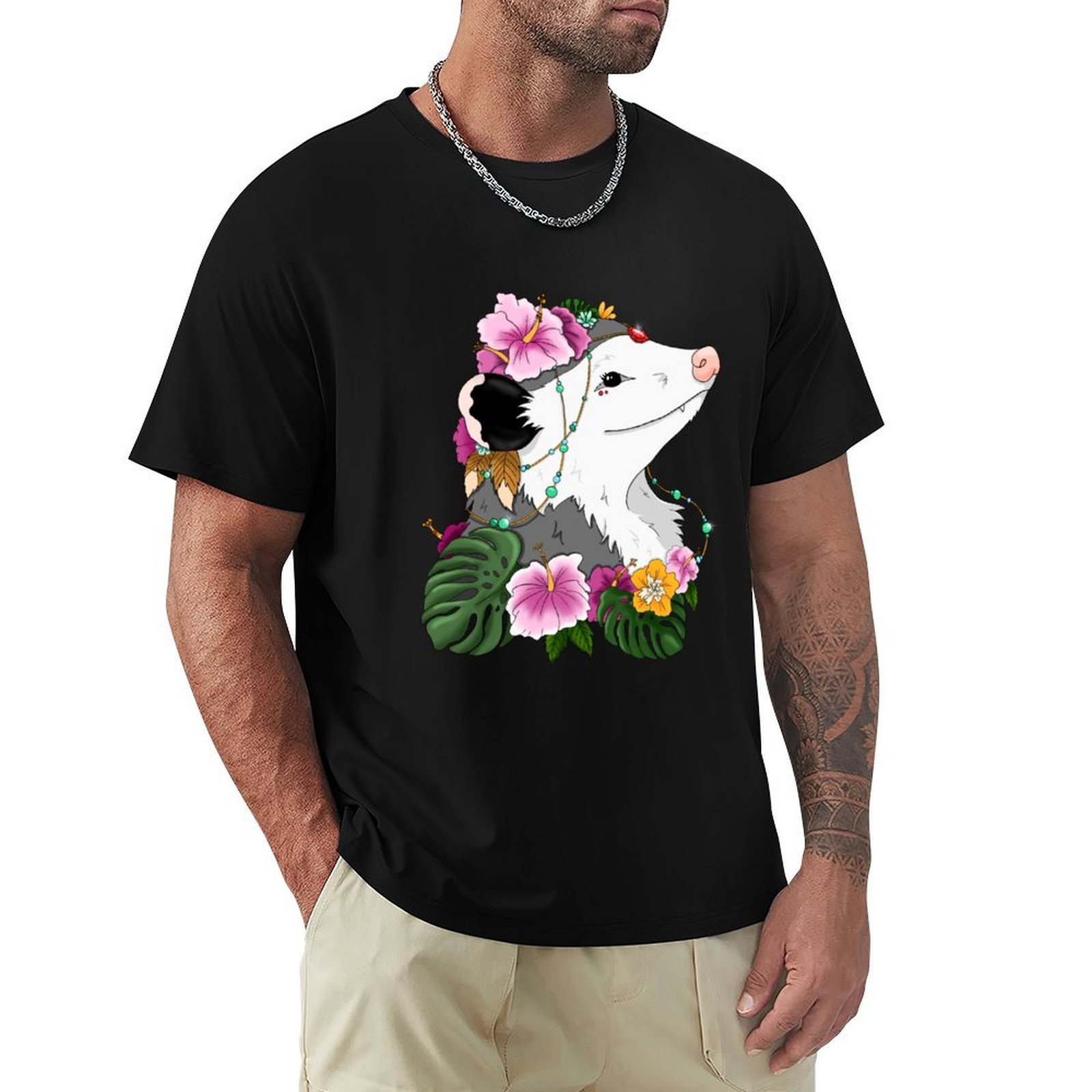 Opossum with tropical vibes T- - Summer Clothing Vibes avis et prix