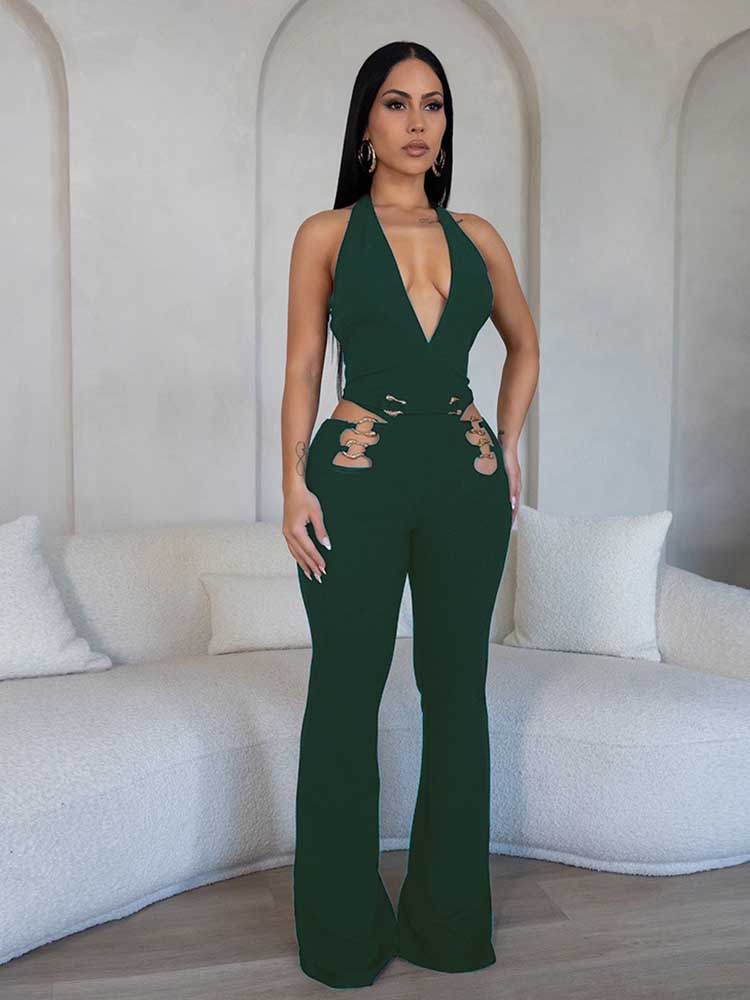 Halter Neck Jumpsuit Wide Leg  - Summer Clothing Wholesale avis et prix