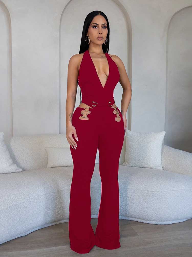 Halter Neck Jumpsuit Wide Leg  - Summer Clothing Wholesale avis et prix